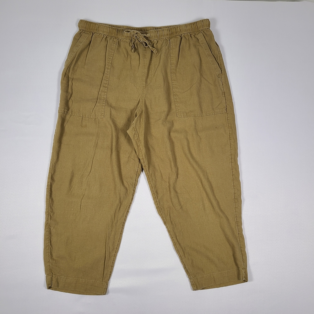 Universal Thread Linen Blend Wide Leg Ankle Pants Women's Size XXL Brown Stretch